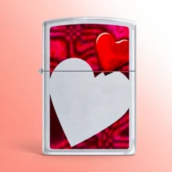 Zippo Lighter - Elegantna srca od saten hroma