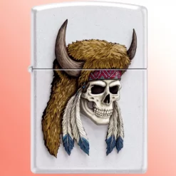 Zippo upaljač Bizonova lobanja, saten hrom