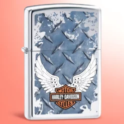 Zippo upaljač Harley Davidson dijamant ploča polirani hrom