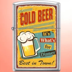 Zippo Lighter - Cold Beer for Dinner Street Chrome (SAD)