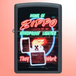 Zippo Crni mat upaljač sa neonskim znakom