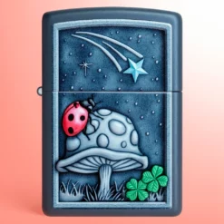 Zippo Lighter - Srećna bubamara na pečurki, crni mat