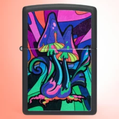 Zippo Lighter - Crni mat sa vibrantnim pečurkama